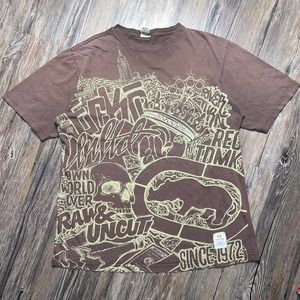 Cool 00's ECHO UNLMTD Graffiti Grunge Skater Graphic T-Shirt